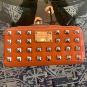 Michael Kors orange studded wallet